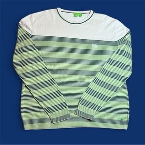 Hugo Boss Beige and Dark Green Striped Sweater sz XXL Men’s